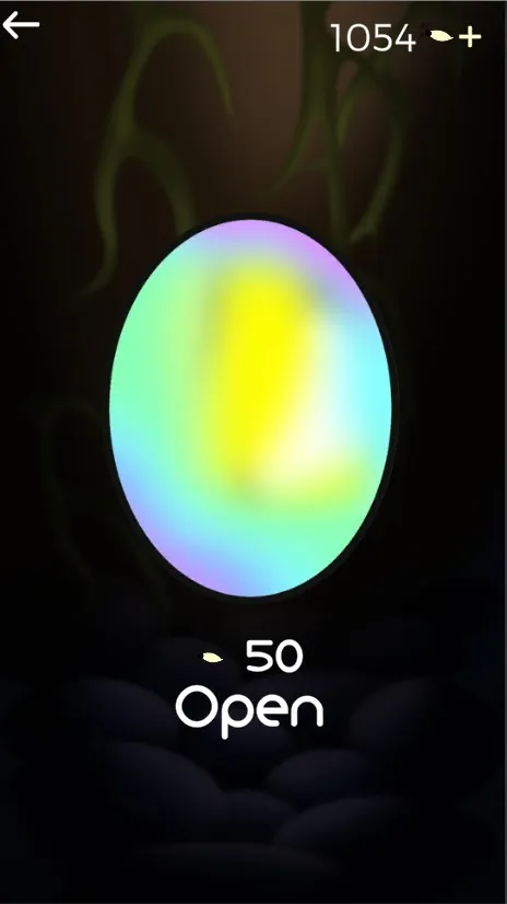 A glowing egg on the Hope prize screen, with an Open button.